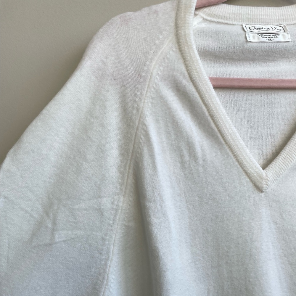 Dior Cream V-Neck Sweater - Picture 3 of 10